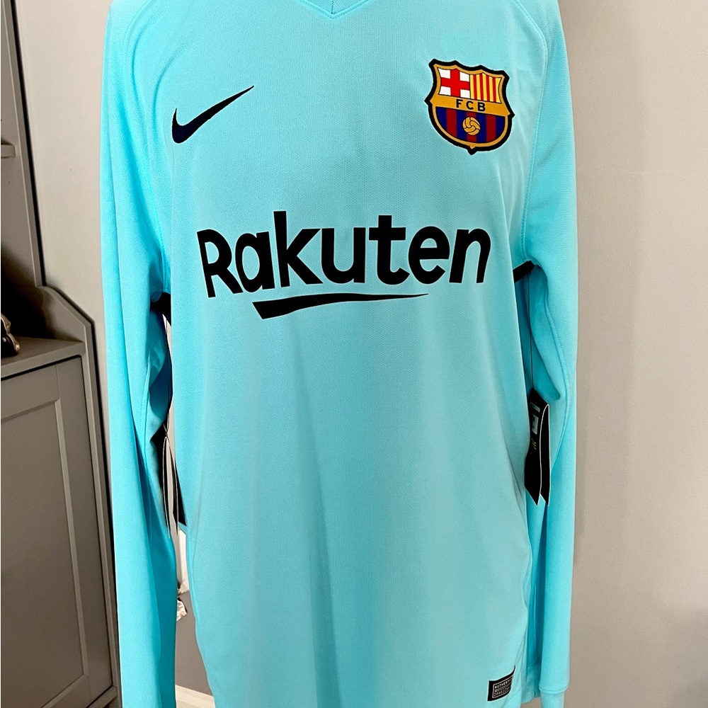 Nike Barcelona Light Blue Long Sleeve Shirt Medium NWT